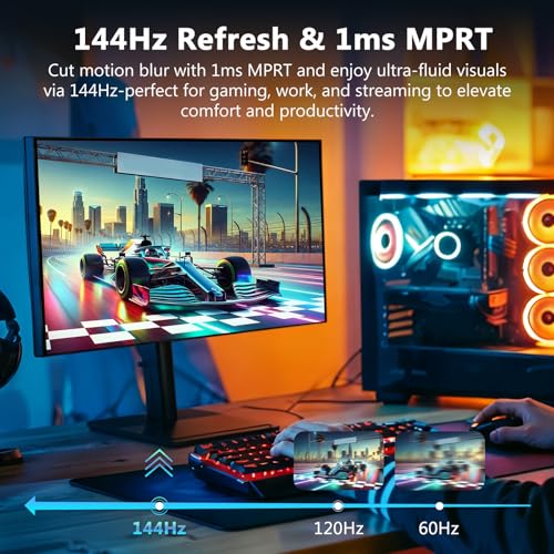 Z-Edge AGEX 27 Inch QHD Gaming Monitor 144Hz 2K 2560x1440 Fast IPS MPRT 1ms LED-monitor, 350 cd/m², FreeSync, HDR10, DP & HDMI, Hoogteverstelbaar, Kantelbaar, Draaibaar, Pivot, Zwart - Afbeelding 3