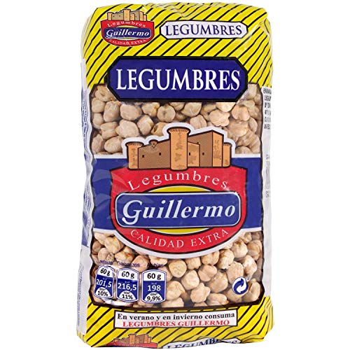 Guillermo | Garbanzo lechoso - Paquete 1 kg. | Calidad Extra | Alimento muy rico nutricionalmente | Hidratos de carbono de absorción lenta