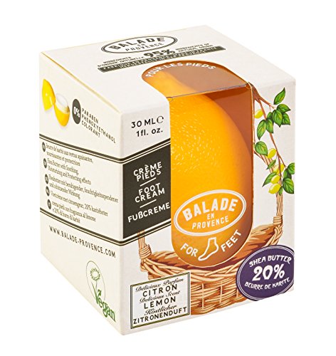 Balade En Provence Natural Shea Butter Foot Cream, Lemon - Quick-Absorbing Dry Skin Relief, Vegan Certified, Cruelty-Free, No Sulfates, Parabens Free, Natural Ingredients 1 oz ? (1 Ounce)