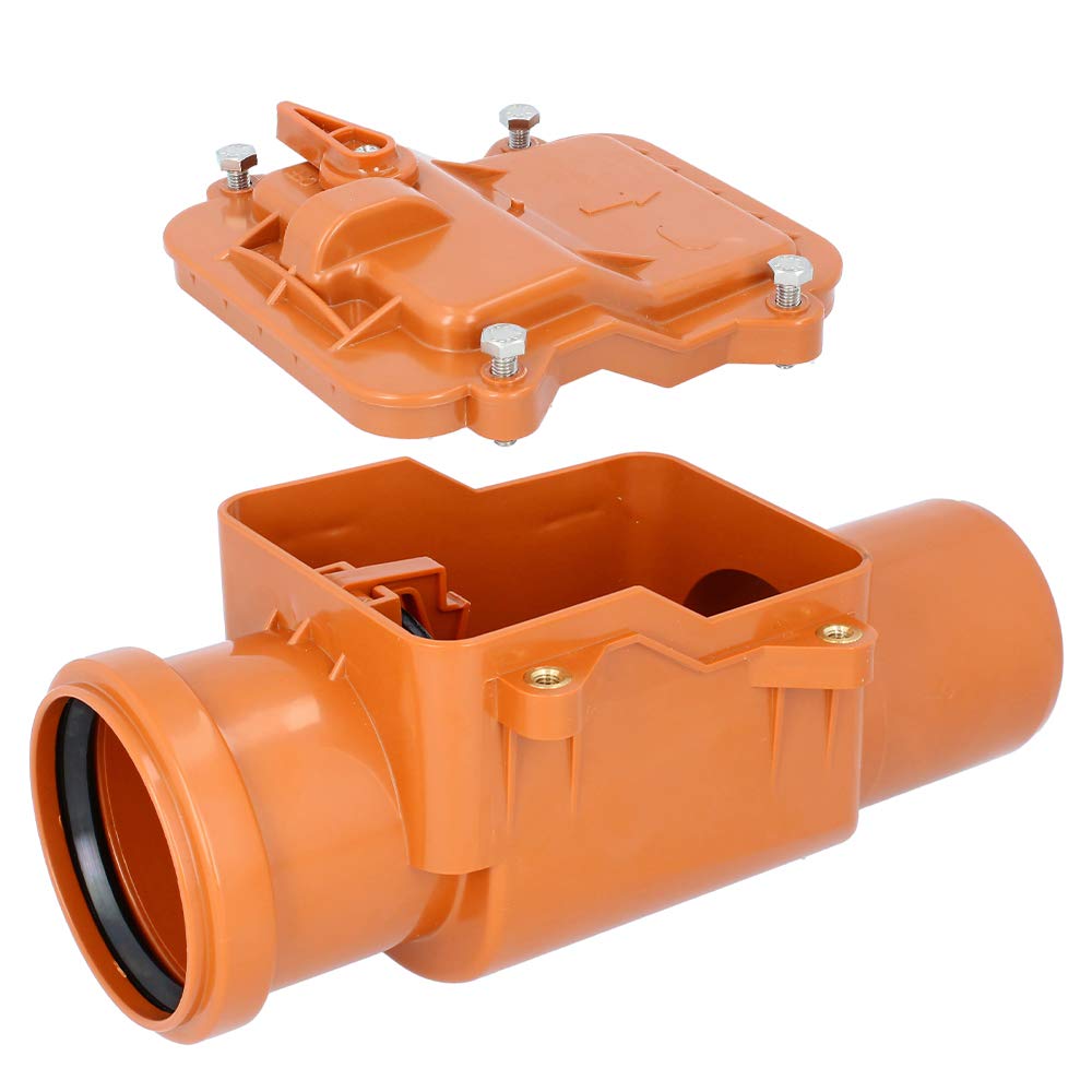 PEŠTAN Rückstauverschluss Ø DN 110 Orange | Rückschlagklappe Rückstauventil Rückstauklappe Rückstauverschluss Froschklappe Abfluss Abwasser KG HT Rohr