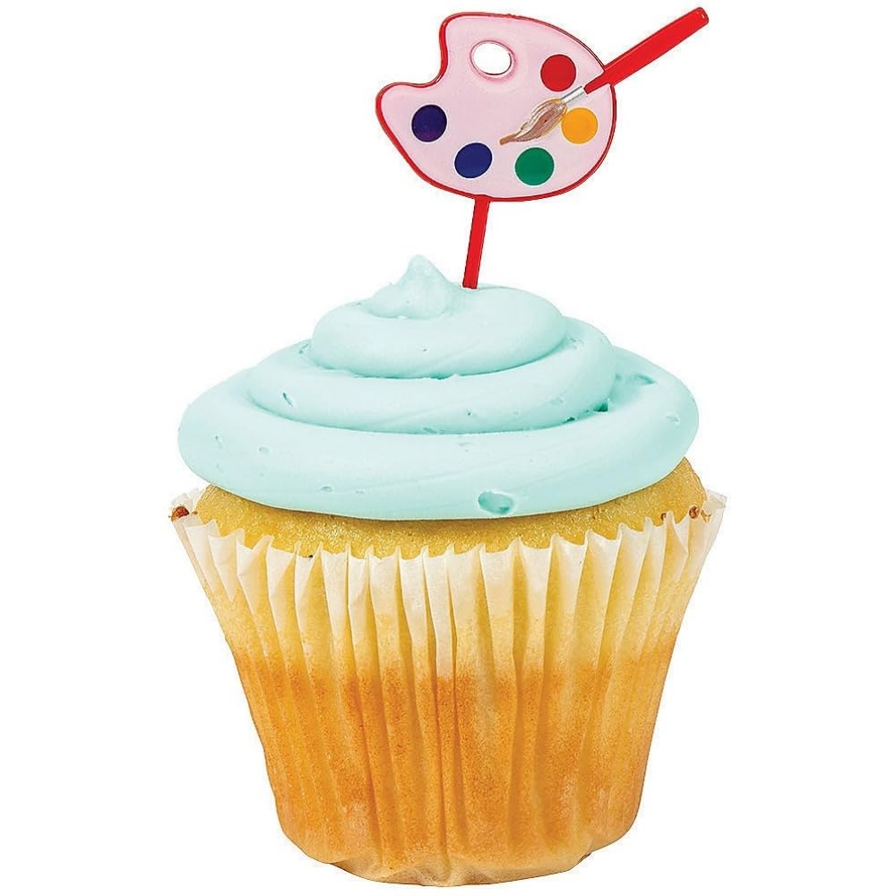 Fun Express - Artist Party Plastic Picks (25pc) for Birthday - Party Supplies - Serveware & Barware - Picks & Stirrers & Parasols - Birthday - 25 Pieces