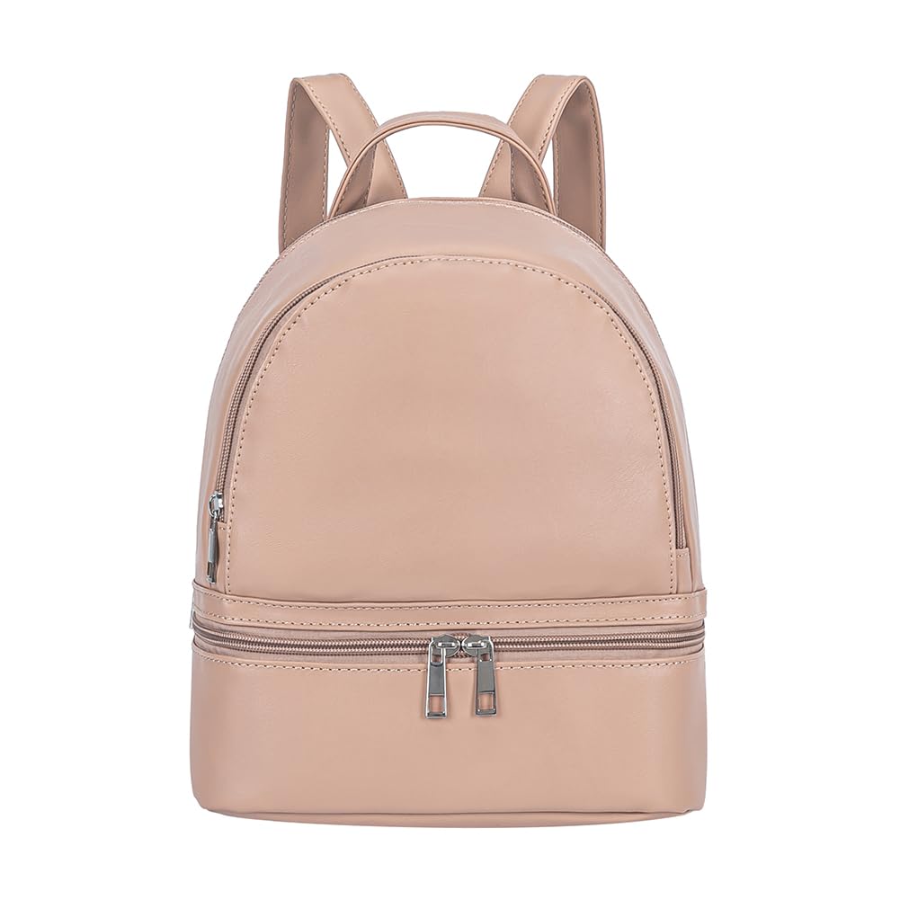 YiXiamo Cute Fashion Mini Backpack Leather for Women (Khaki)
