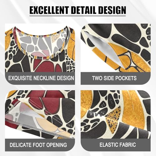 ALAZA Leopard Print Yellow Black Pajamas Set Short Sleeve Cotton Sleepwear Summer Pjs 2 Piece 5-14Y4