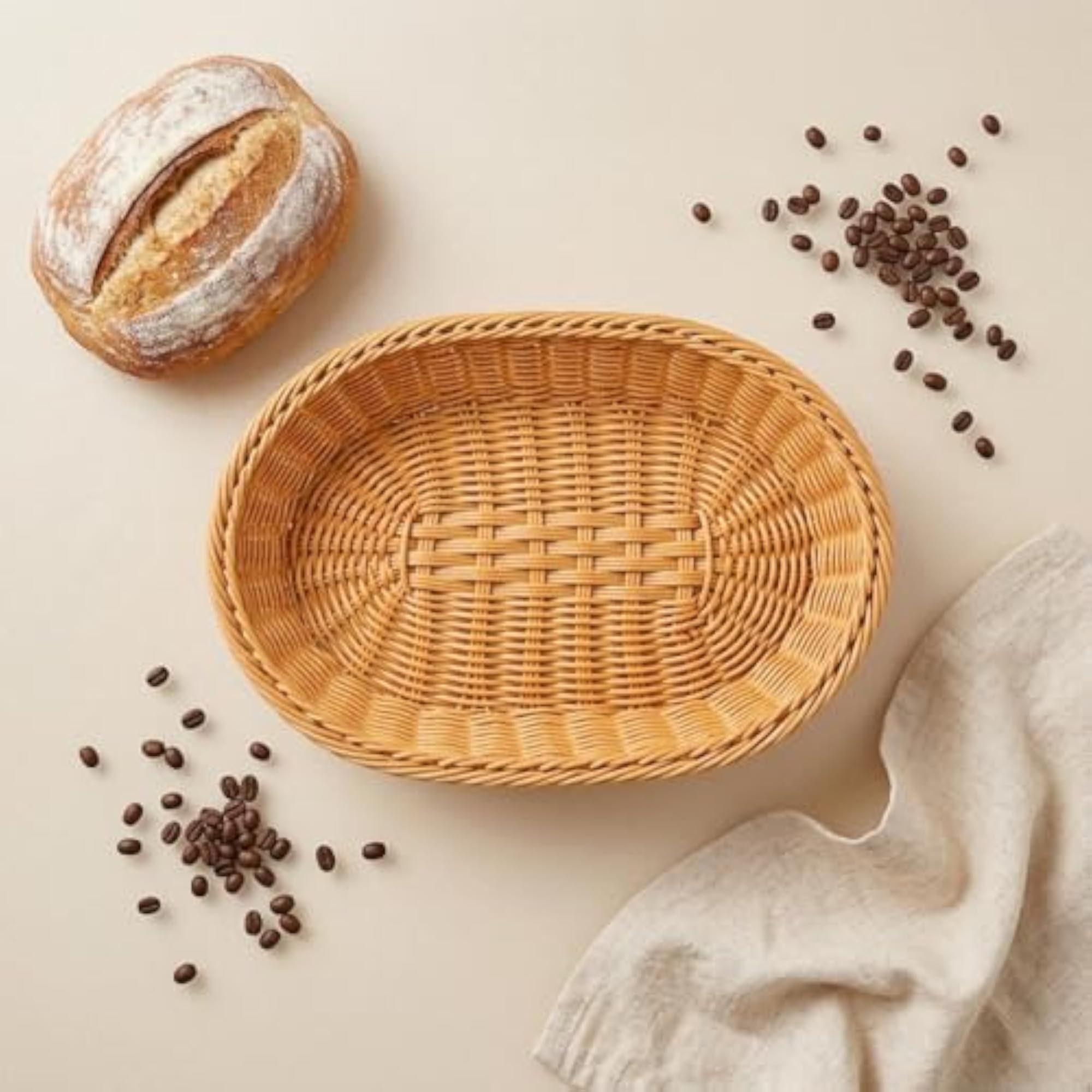 Oval Bread Basket Tray, Woven Serving Basket