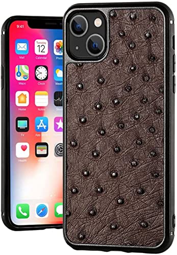Étui de téléphone professionnel SCHIK en cuir d'autruche pour Apple iPhone 13