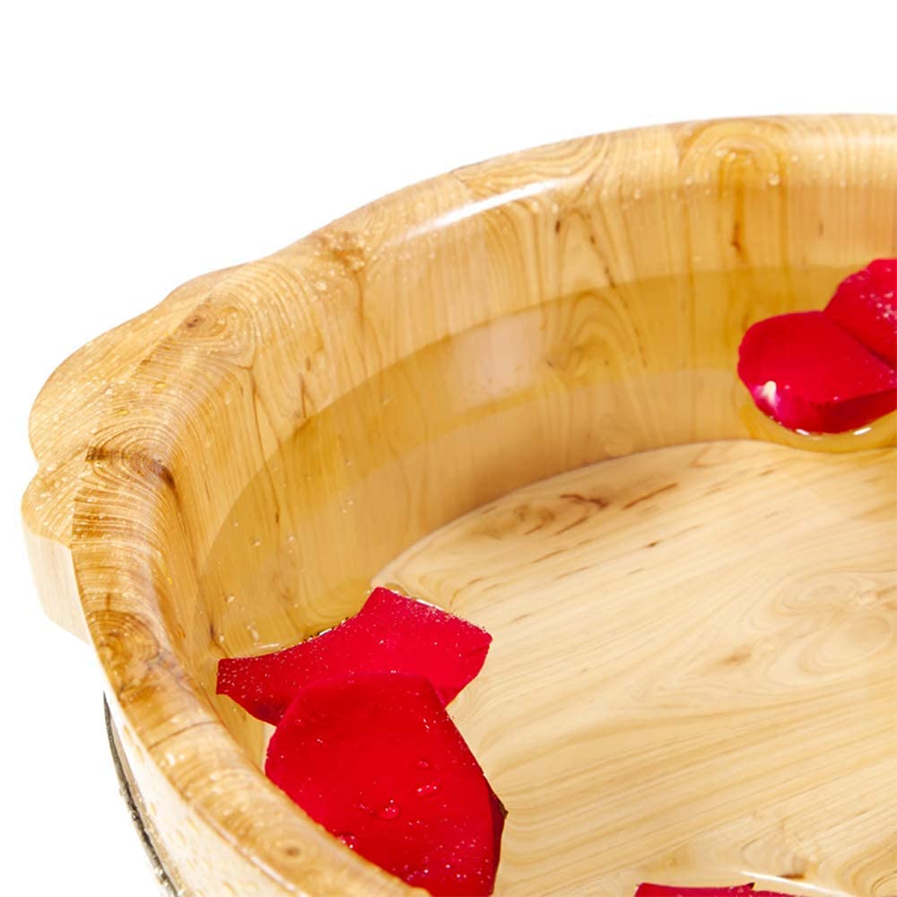 Secchio per pediluvio in legno naturale, barile per pediluvio per il bagno di casa, lavabo per pediluvio addensato naturale in legno massello, vasca per pediluvi con secchio in legno, sonno domestico,