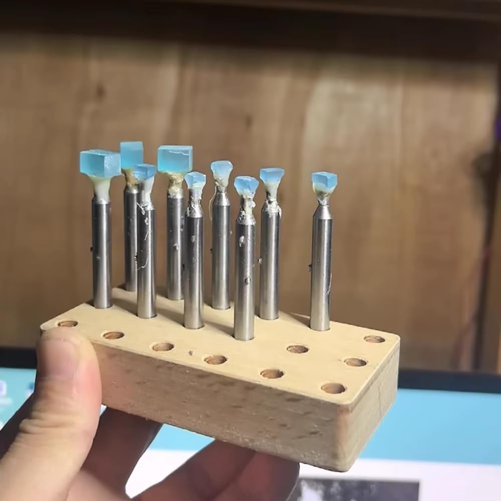 18 Teiliges Edelstein Dopstick Set, Durchmesser 6MM, Edelstein Dop Stick aus Edelstahl mit Aufbewahrungsbox für Steinfacetten Schleifmaschine