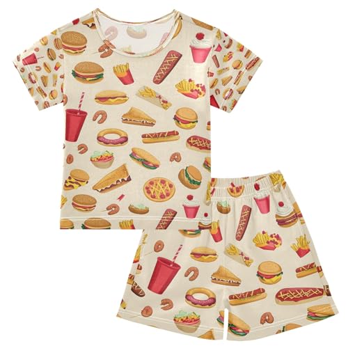 senya Burger Cola Summer Pajamas Set Short Cotton Sleepwear 2 Piece