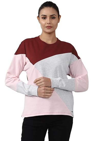 Women Poly Cotton Round Neck Sweatshirt