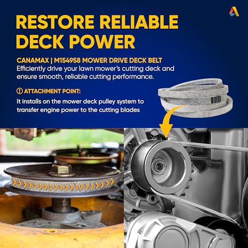 Image of 【Upgraded 2026】 M154958 Mower Deck Belt by Canamax - for 48 Inch Decks John Deere GT235 X300 345 X320 325 GT275 | Aramid Cord | 111.4 inch x 5 /8 inch