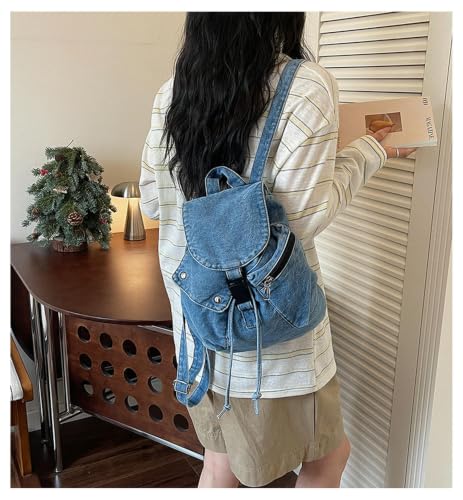 Mochila de vaquero pequeña con compartimentos de moda para mujer 6