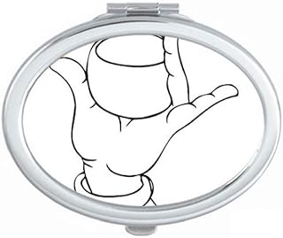 Culture Hand Cup Line Drawing Pattern Mirror Portable Fold Hand Makeup Double Side Glasses