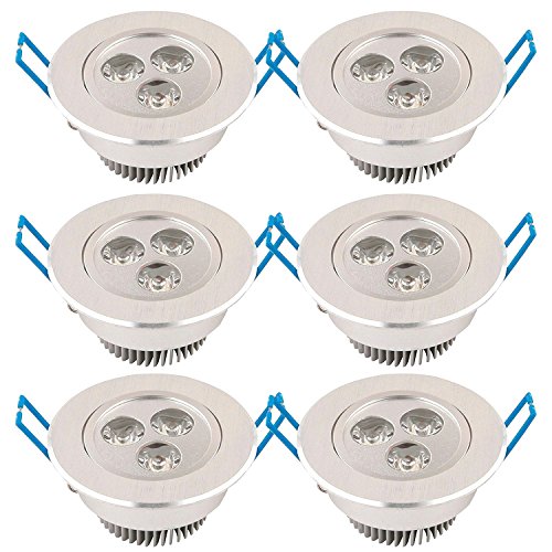 TEMPO DI SALDI 6 X Faretto Led Rotondo 3W A Molla Faro Ad Incasso Luce Bianca Fredda Con Alette