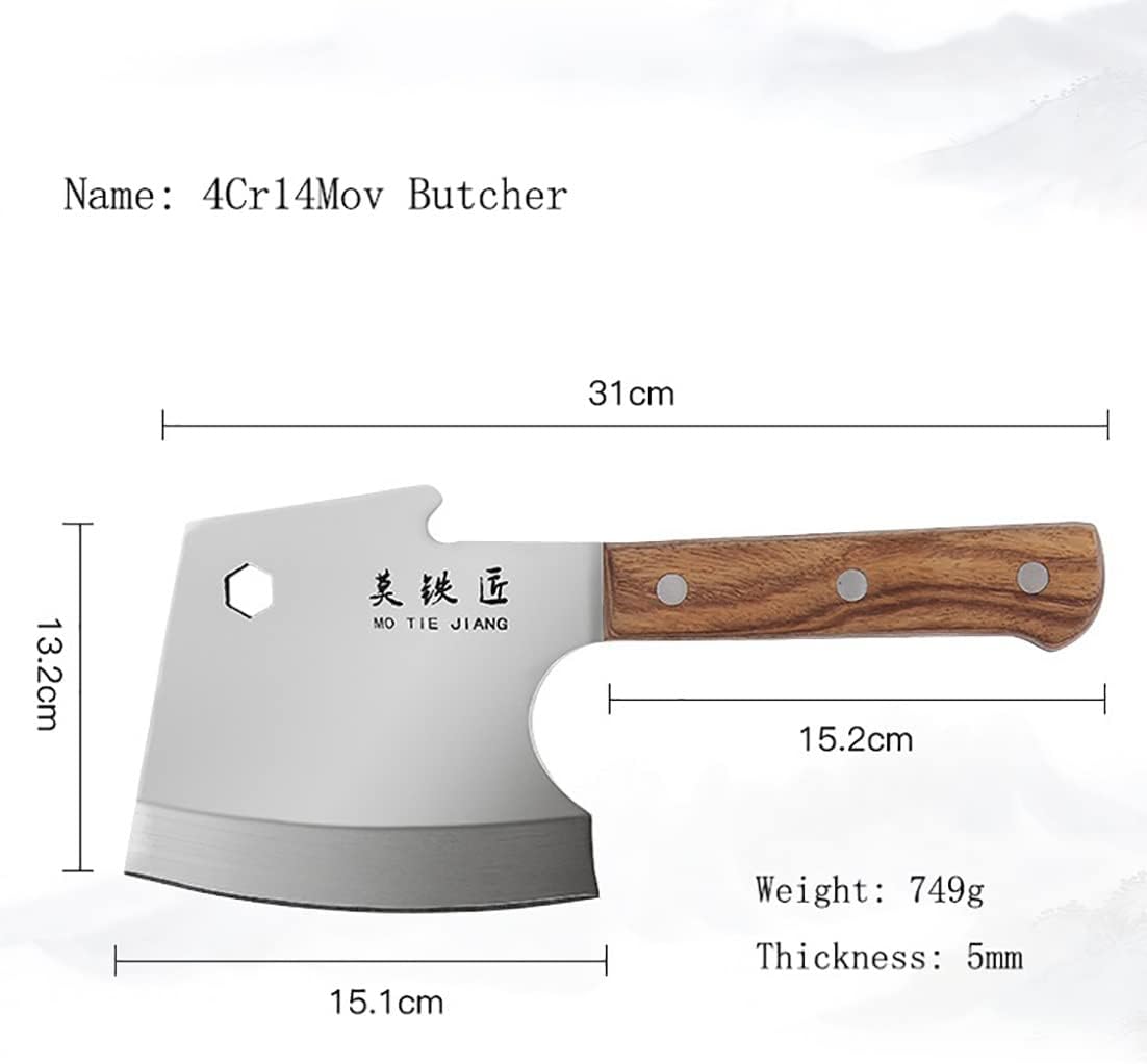 Meat Cleaver,Cleaver Knife Chopping Knife 4Cr14MoV High Hardness Stainless Steel Bone Cutting Knife Kitchen Cooking Tools, LAMAJIGA5844