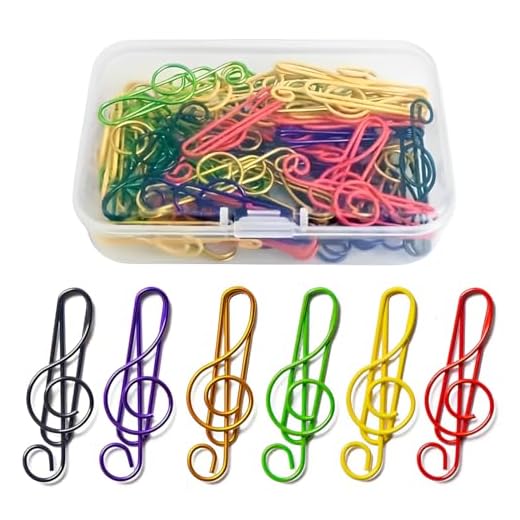 WUSJCOF 30 Piezas Clips de Papel con Diseño Notas Musicales, Clips de Metal Clave de Sol, Coloridos, También como Marcadores, Idea de Regalo para Músicos, Profesores de Música, Oficina, Escuela