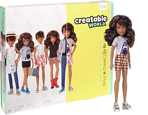 Creatable World GGT68 - Deluxe Charakter Puppen Set, individuell gestaltbare gender neutrale Puppe mit brünetten welligen Haaren, Spielzeug ab 6 Jahren, Mehrfarbig