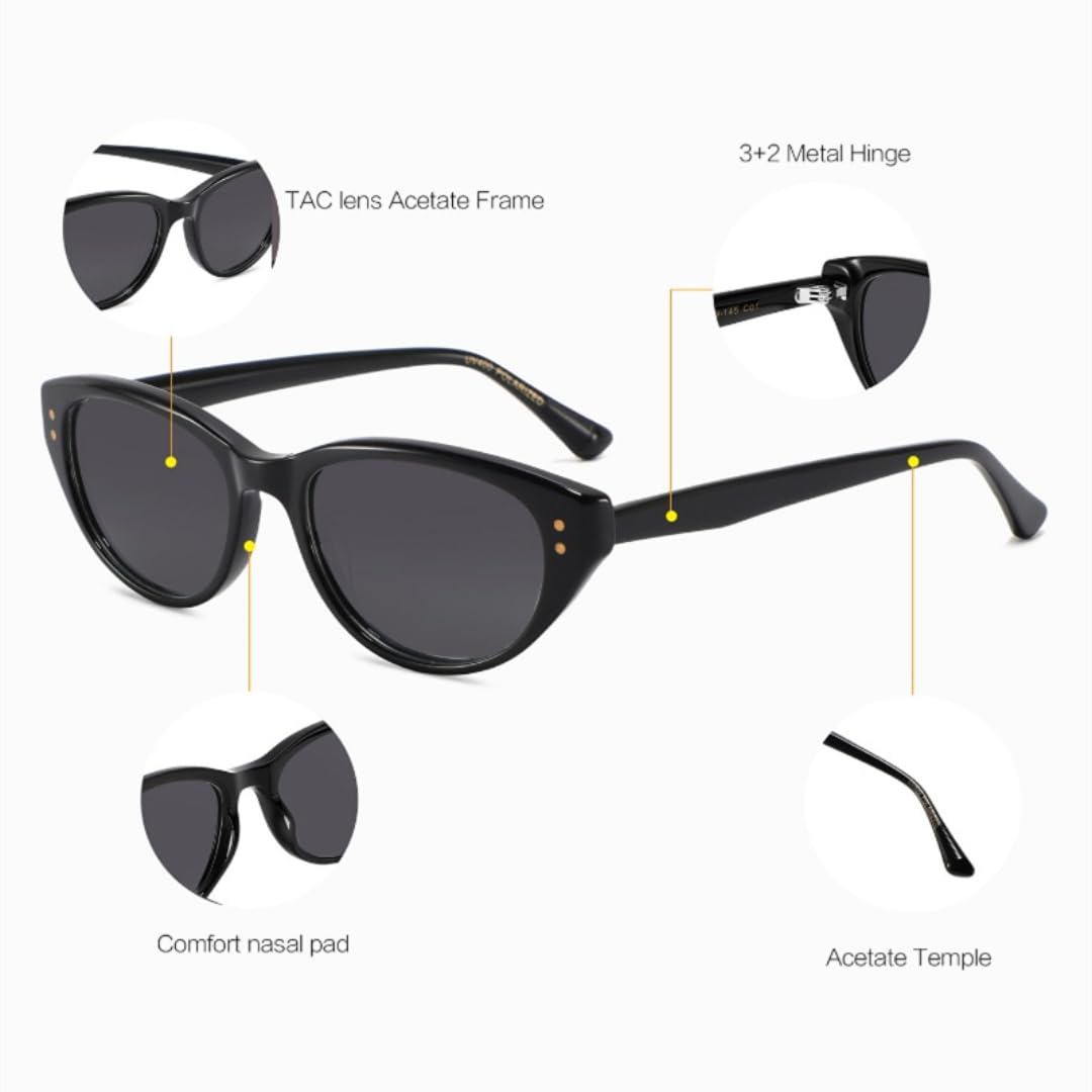 Occhiali da sole polarizzati in acetato occhio di gatto donna moda uomo Uv400 retrò