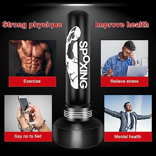 Heavy Punching Bags for Adults - 69" Freestanding Boxing Bag with Stand for Men Training MMA Muay Thai Fitness - Ideal Standing Inflatable Kickboxing Bag - Image 5