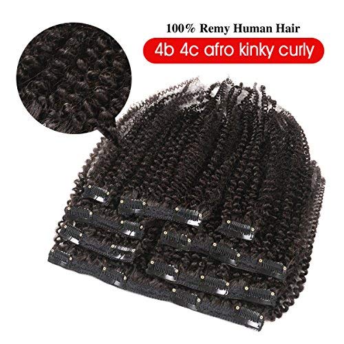 Miniatura 2 de Kabadu - Extensiones de cabello rizado afro mongol de grado 9A, 8 unidades, 18 clipsjuego, cabello humano virgen mongol, color negro natural (1