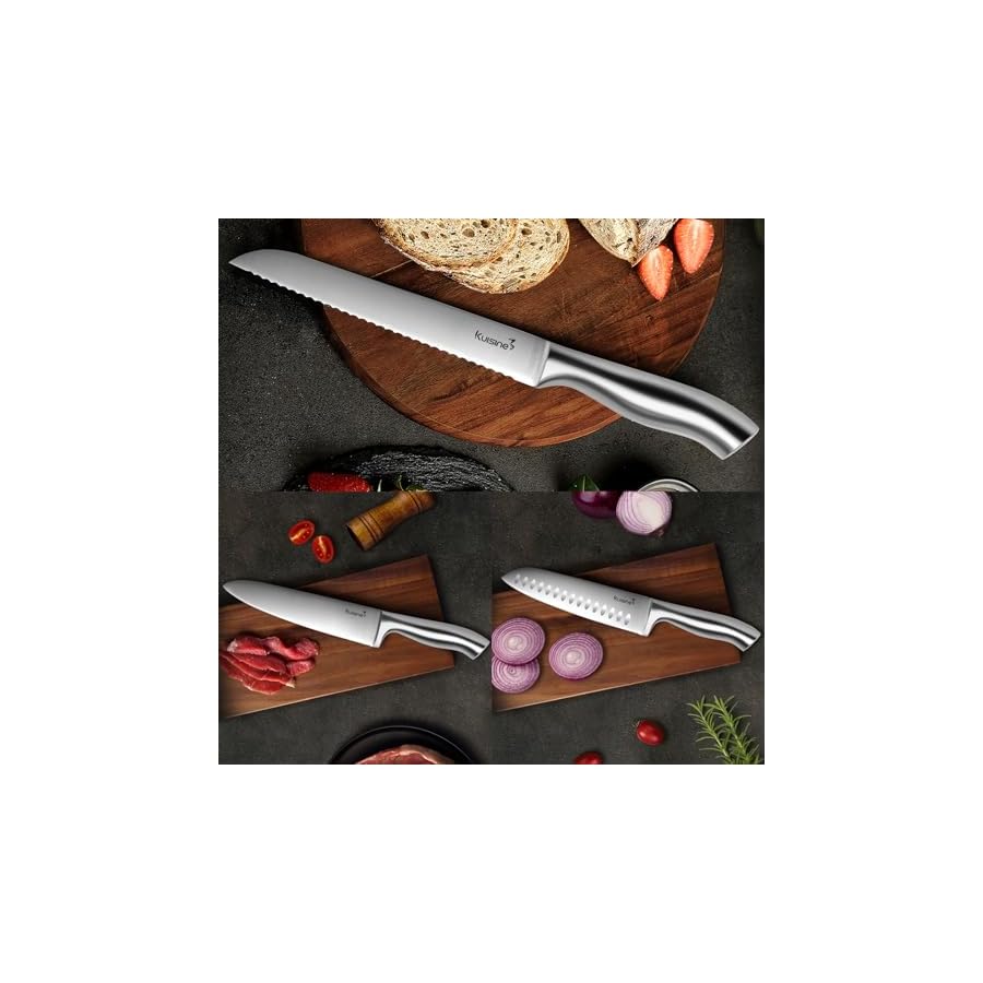 Kuisine-Premium-Knife-SetSharp-Blade-Ergonomic-Non-slip-HandleKitchen-Block-Knife-Set-Chef-Knife-Block-Set-with-Built-in-SharpenerAcacia-15PCS Kuisine Premium Knife Set,Sharp Blade Ergonomic Non-slip Handle,Kitchen Block Knife Set Chef Knife Block Set with Built-in Sharpener(Acacia, 15PCS)