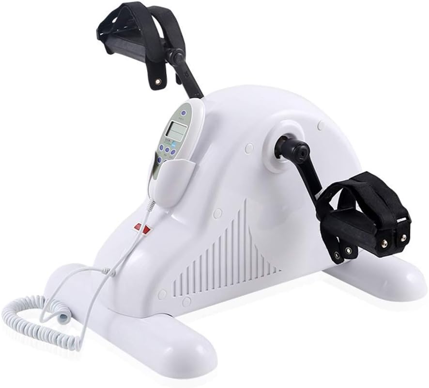 LUNEZY Motorized Electric Mini Exercise Bike Pedal Exerciser Medical Fitness Equipment for Seniors Portable Fitness Cycle for Arm Leg Rehabilitation (with Bracket)