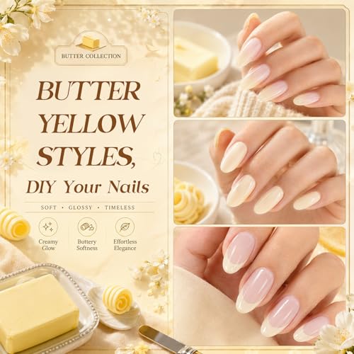 Image of Beetles Butter Veil Yellow Jelly Gel Nail Polish, 15ML Butter Yellow Gel | Sheer Gel Polish Base Color Nail Concealer Translucent Effect Soak Off UV DIY Nail Art Manicure Gift for Women