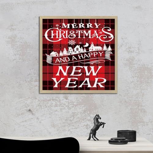 Tableau mural de Noël en bois chic cadre primitive de 30 cm - 7