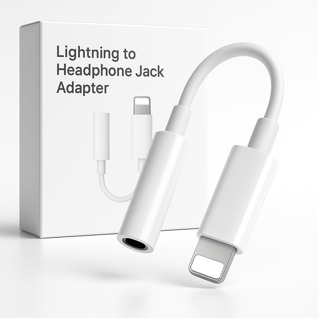 [Apple-Lightning] to 3.5mm Audio Earphones Jack Adapter, AUX Cable, Port Converter for (iPhone) Series 14, 13, 12, 11, X, XS, 8, 7, 6S, SE, i Pod-i Pad, Headphone & Car Stereo Connector, White