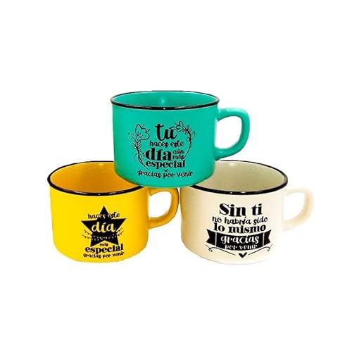 Lote de 20 Tazas de Cerámica con Frases Gracias por Venir - Tazas para Detalles de Bodas, Bautizos y Comuniones Lote de 20 Tazas de Cerámica con Frases Gracias por Venir - Tazas para Detalles de Bodas, Bautizos y Comuniones