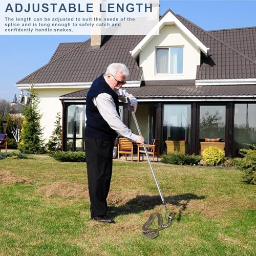 Image of Snake Hook Heavy Duty, Snake Hook Retractable 35 inch-65 inch Catcher Hook for Rattlesnakes Ball Python Rattle Cobra Removal Non-Slip Foam Handle and Thickened Stainless Steel