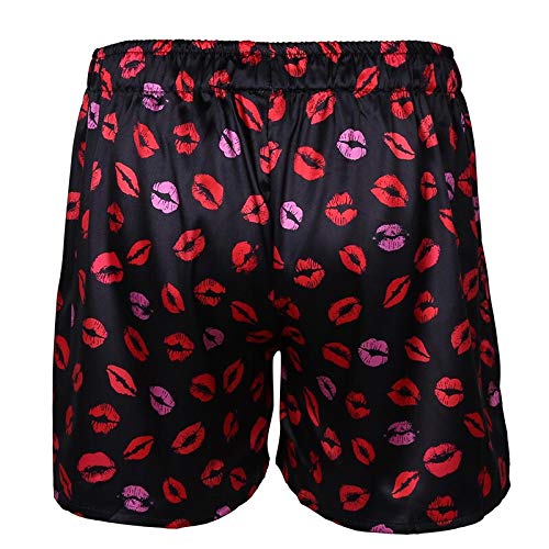 YINGJUN Mens Silk weiche Sissy Boxershorts Flaming Lippendruck-Satin Leichte Lose Lounge Kurze Hosen der Männer Trunk Unterhose Exotisches Kleid (Color : Brown, Size : M) Cover