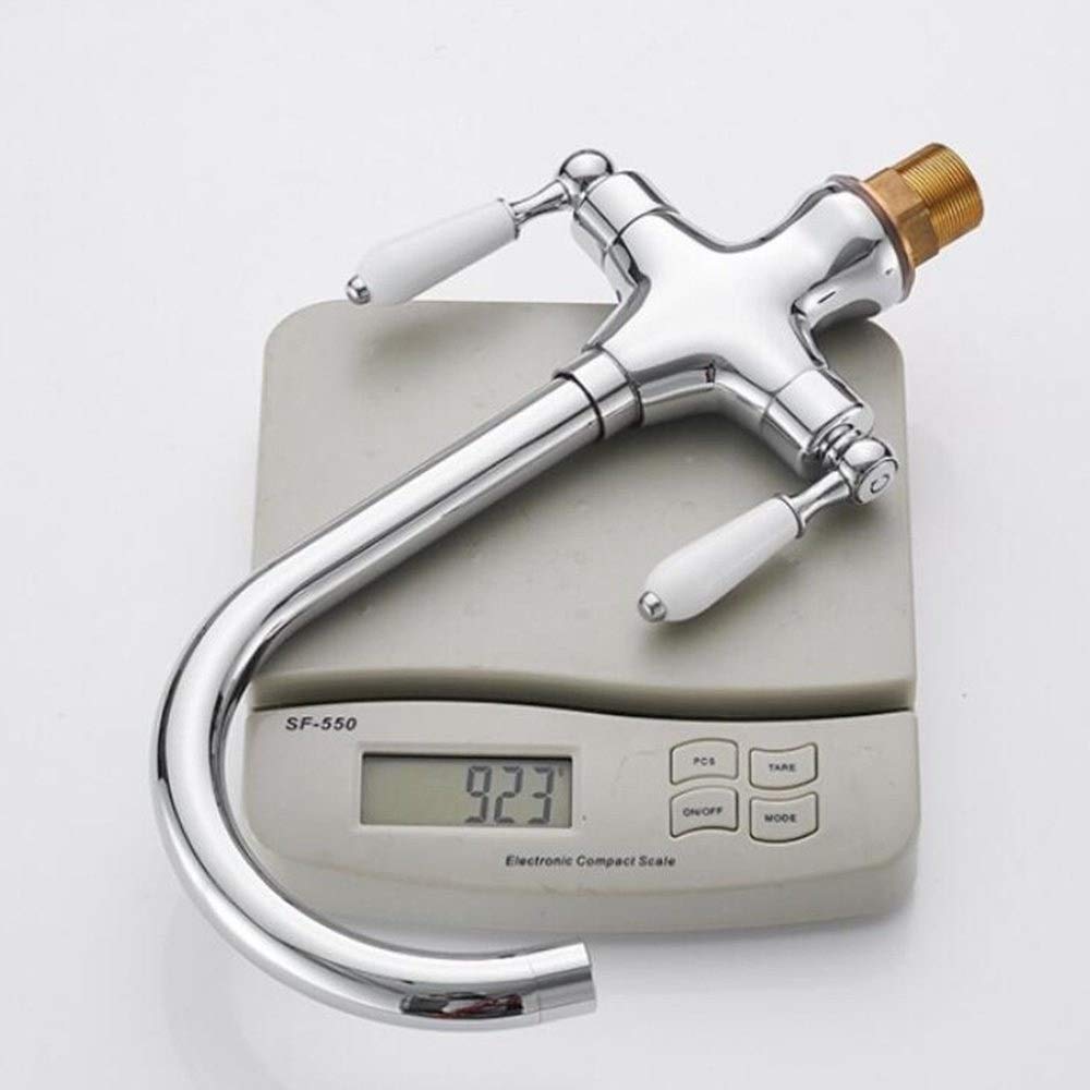 Obrotowy o 360 ° Nowoczesna bateria kuchenna Dwuuchwytowa bateria do mieszania ciepłej i zimnej wody Bateria zlewozmywakowa z ceramicznymi mosiężnymi uchwytami Z ABS Bubbler Deck Mounted Wat