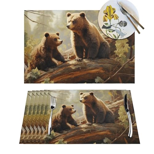 Set de table antidérapant ours en PVC résistant à la chaleur