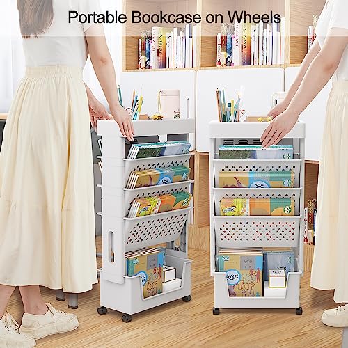 Bibliothèque mobile avec roue pour ranger les livres encombrants