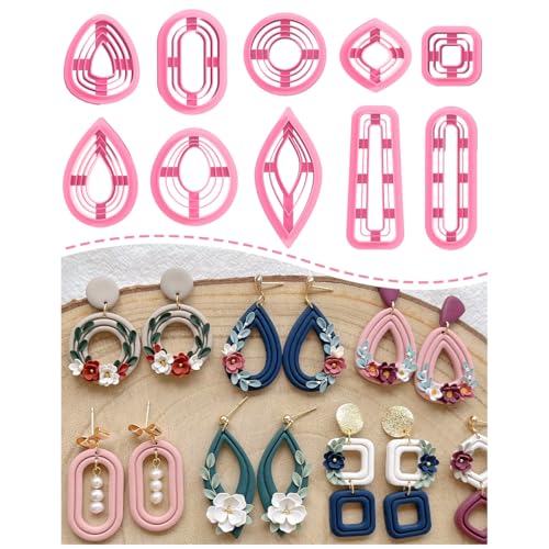 Keoker Organic Polymer Clay Cutters 10 Shapes Extruded Polymer Clay Earring Cutters Boho