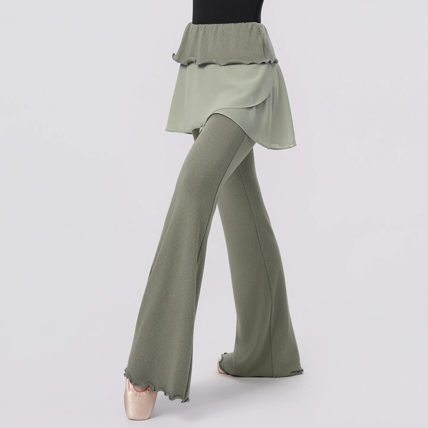 LATEAU Pantaloni da Danza Svasati for Balletto da Donna Pantaloni a Vita Alta con Volant Pantaloni in Cotone Pantaloni da Pratica for Palestra Moderna for Yoga