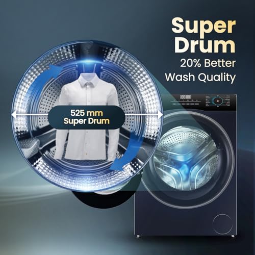 Image of Haier 7 Kg 5 Star Powered by AI-DBT with PuriSteam, 525mm Super Drum Fully Automatic Front Load Washing Machine (HW70-IM12929BK, Inverter Motor with In-Built Heater, Black)