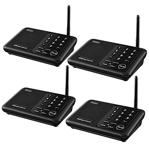 Wireless Intercom System for Home 5280 Feet Range 10 Channel 3 Code, Intercoms Wireless for Home House Business Office, Home Communication System, Room to Room Intercom Wuloo WL666（4 Units Set Black