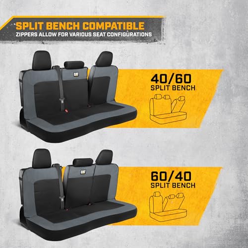 Image of CAT MeshFlex Charcoal Rear Seat Cover for Cars, SUVs & Mid-Size Pickup Trucks - Durable 60 /40 Split Rear Bench Seat Protector, Back Seat Cover, Interior Auto Accessory, Not for Full-Size Pickup Trucks