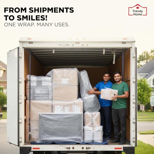 Image of Trendy Home 60 GSM Bubble Wrap Roll, 1 Mtr Wide x 5 Mt Long, Pack of 1 | Reusable Packaging Material, For Fragile Items, Storage, Courier Use