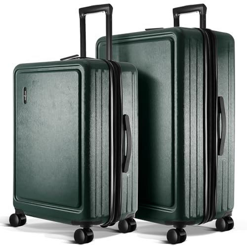 Image of Luggage Sets 2 Piece, 24 Inch Suitcase and 28 Inch Luggage with Spinner Wheels, Durable Hard Shell Suitcase Set, Expandable Travel Suitcases with Wheels, Green