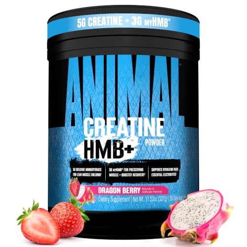 Animal Creatine HMB Powder 3g myHMB + 5g Creatine with Electrolytes for Recovery & Daily Energy Dragon Berry Flavor 30 Servings