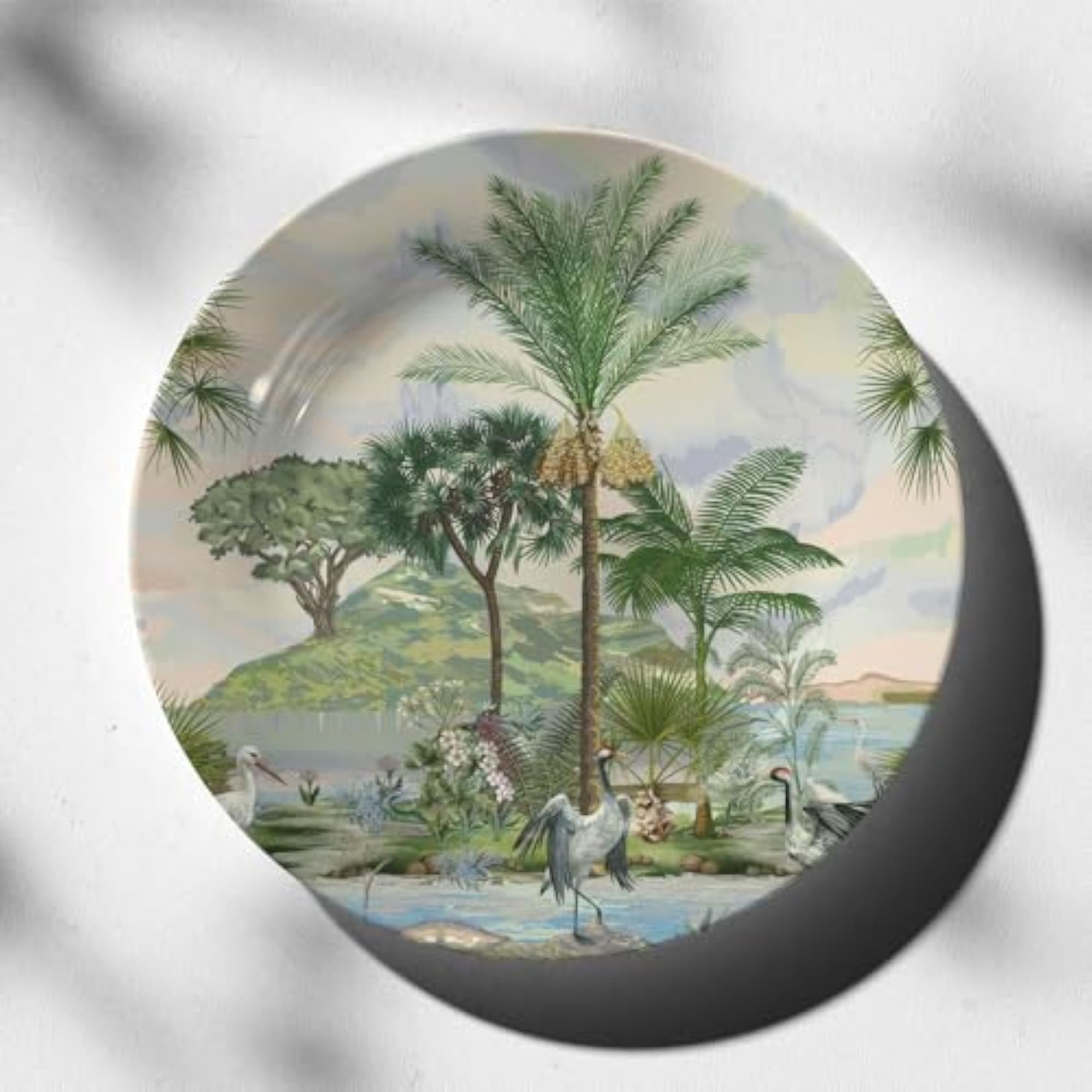 Forest Landscape Ceramic Wall Plate with Stand, 10 Inch