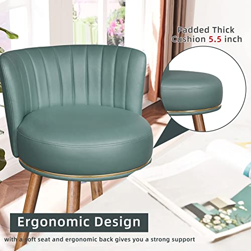 Seekfancy 27" Swivel Bar Stools Set Of 2, Counter Height Bar Stools With Back, 360 Swivel Bar Chairs With Wood Legs And Footrest, Upholstered Grey And Blue Bar Stool For Kitchens Island, Rustic Bar #TOP5