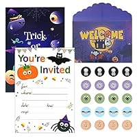 Halloween Party Invitations with Envelopes and Stickers 20PCS Halloween Themed Invitation Party Decoration for Kids Adults Halloween Birthday Baby Shower Party Invitation Card (Pueple)