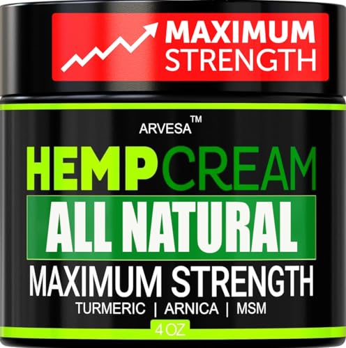 Natural Hemp Cream - Maximum Strength Gel - Hemp Cream with Arnica, MSM, Glucosamine, Menthol, Aloe, Turmeric, Boswellia - Fast Absorption, Non-Greasy, Lightweight - Advanced Formula - 4 oz