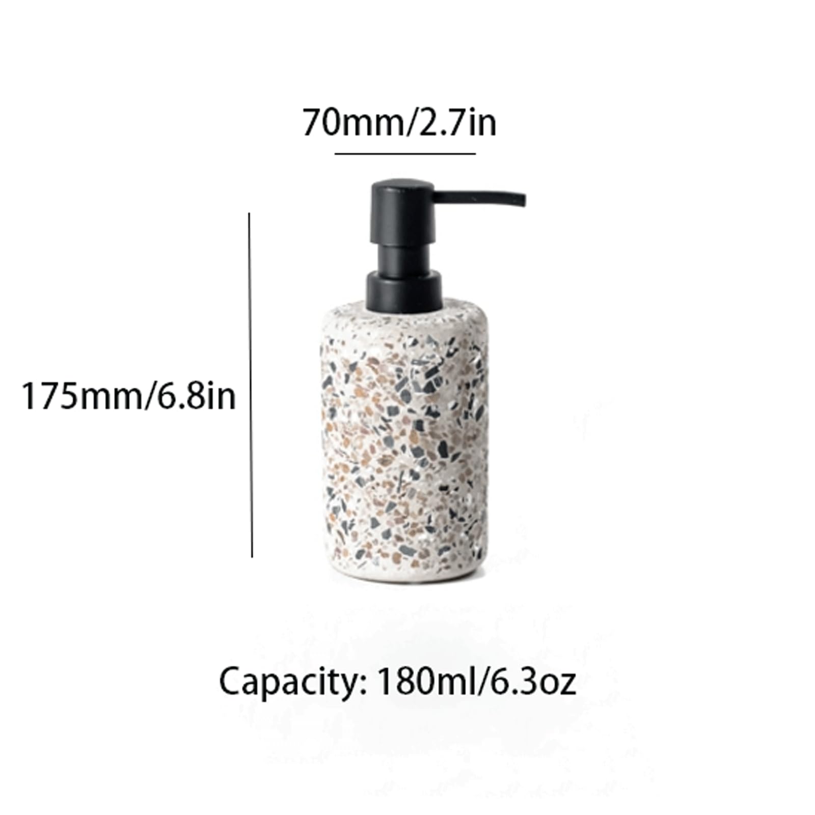 Yofab Dispenser di Sapone Liquido Ricaricabile Dispenser di Sapone Liquido per Mani in Ceramica Bianca Porta spazzolino in Pietra per Bagno o Cucina 6,3 Once.