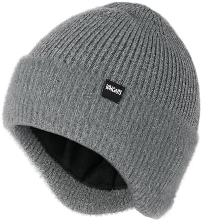 Wmcaps Winter Fleece Line Beanie with Earflap for Men Women, Outd...