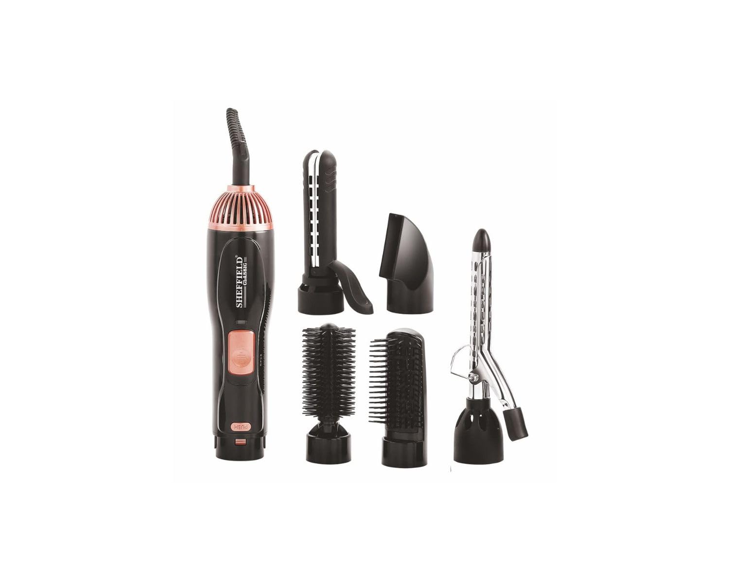 Sheffield Classic 5-in-1 Hair Styling Set | Curler, Straightener & Blow Dryer with Round Comb & Nozzle | 800W Hair Styler for Home & Salon Use | Ideal Gift for Women | Black-image-7