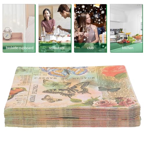Servilletas decorativas de mariposas con 20 hojas de pulpa de madera para cumpleaños 3